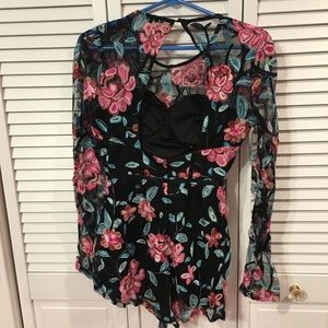 Flora embroidered detail romper